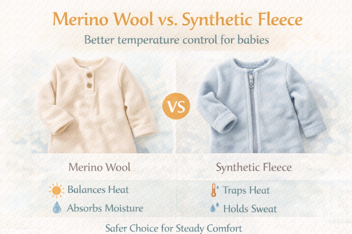 Merino Wool vs. Synthetic Fleece: Why Natural Fibers Win for Baby Temperature Regulation