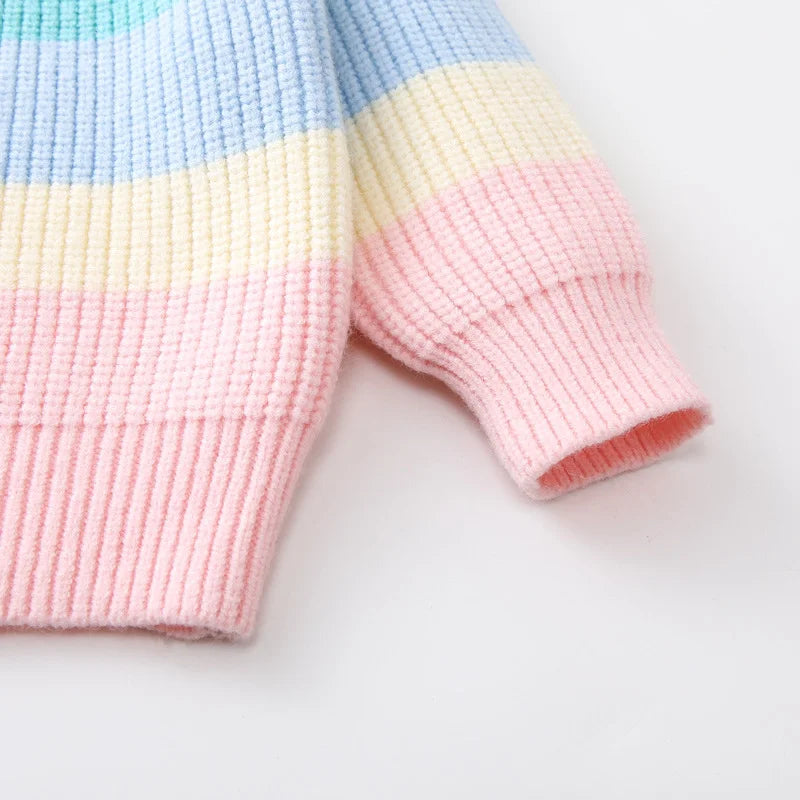 Pastel-colored knitted fabric on a white background