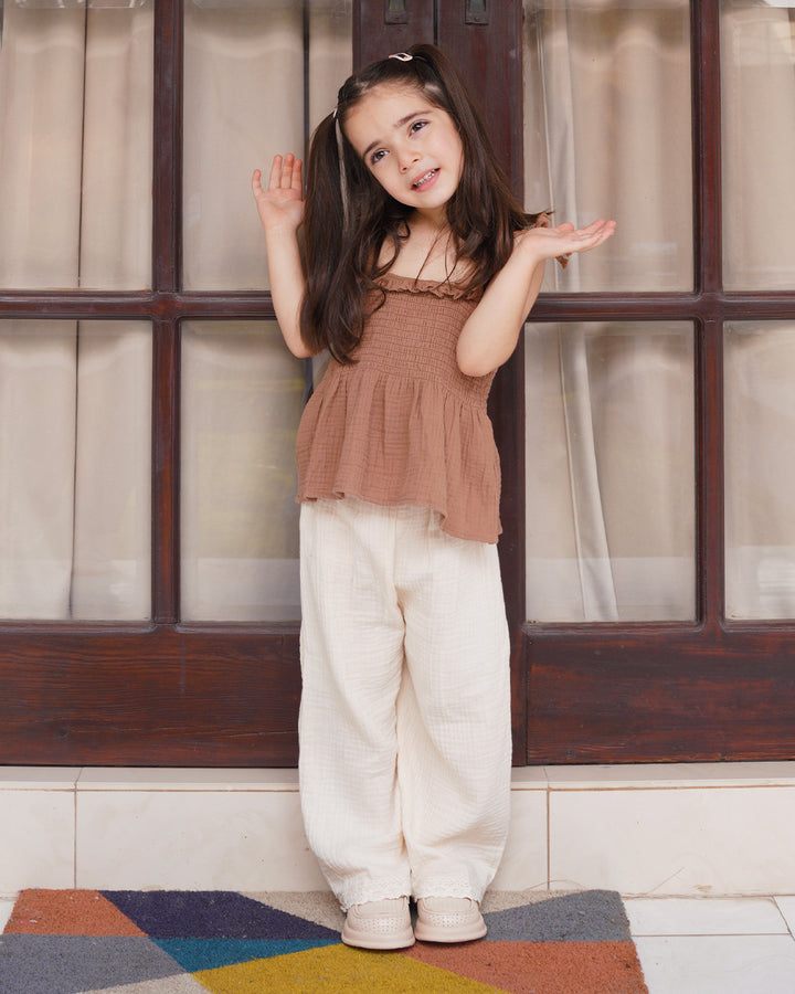 brown white co-ord set