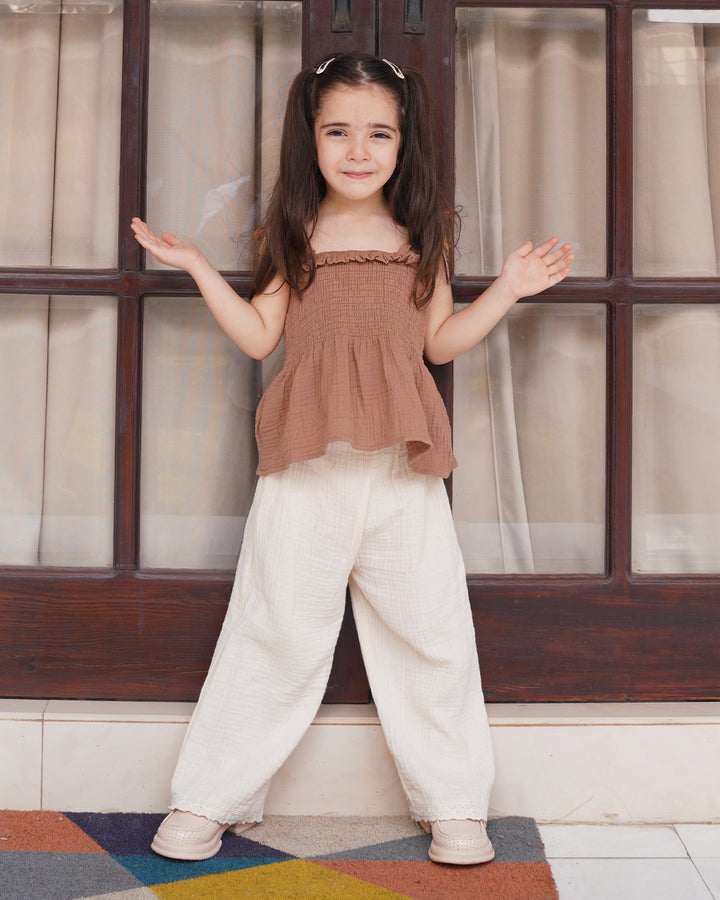 brown white co-ord set