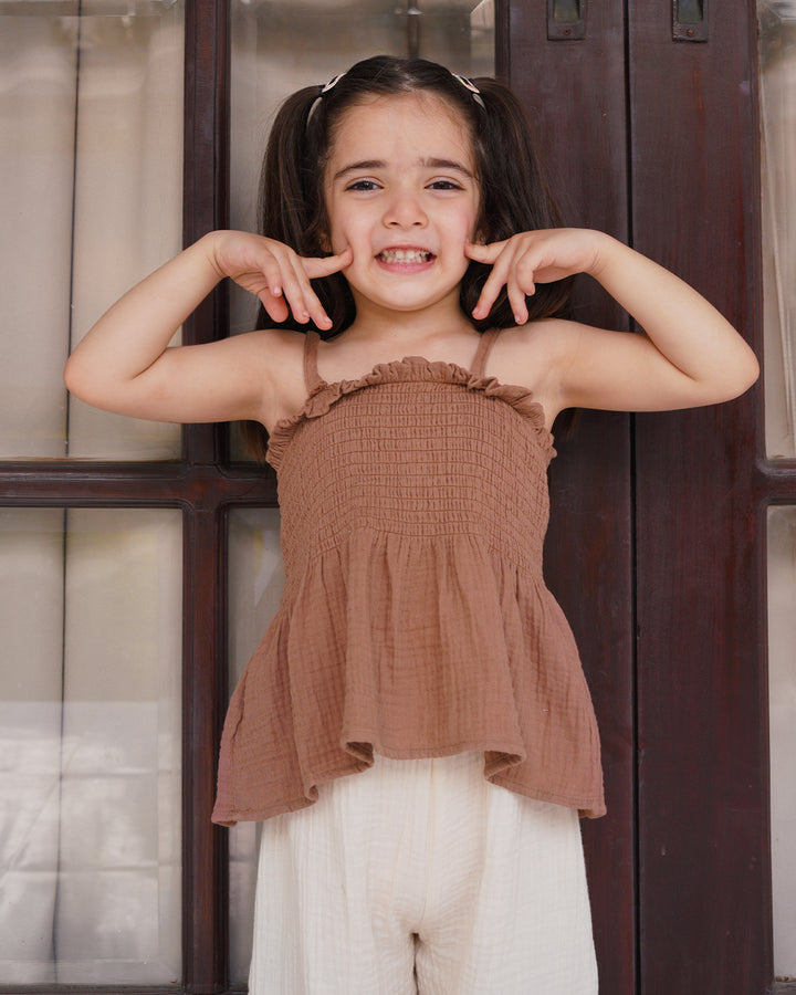 brown white co-ord set