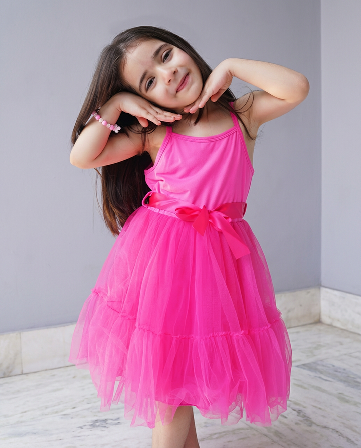 Strappy Tulle Puff Dress