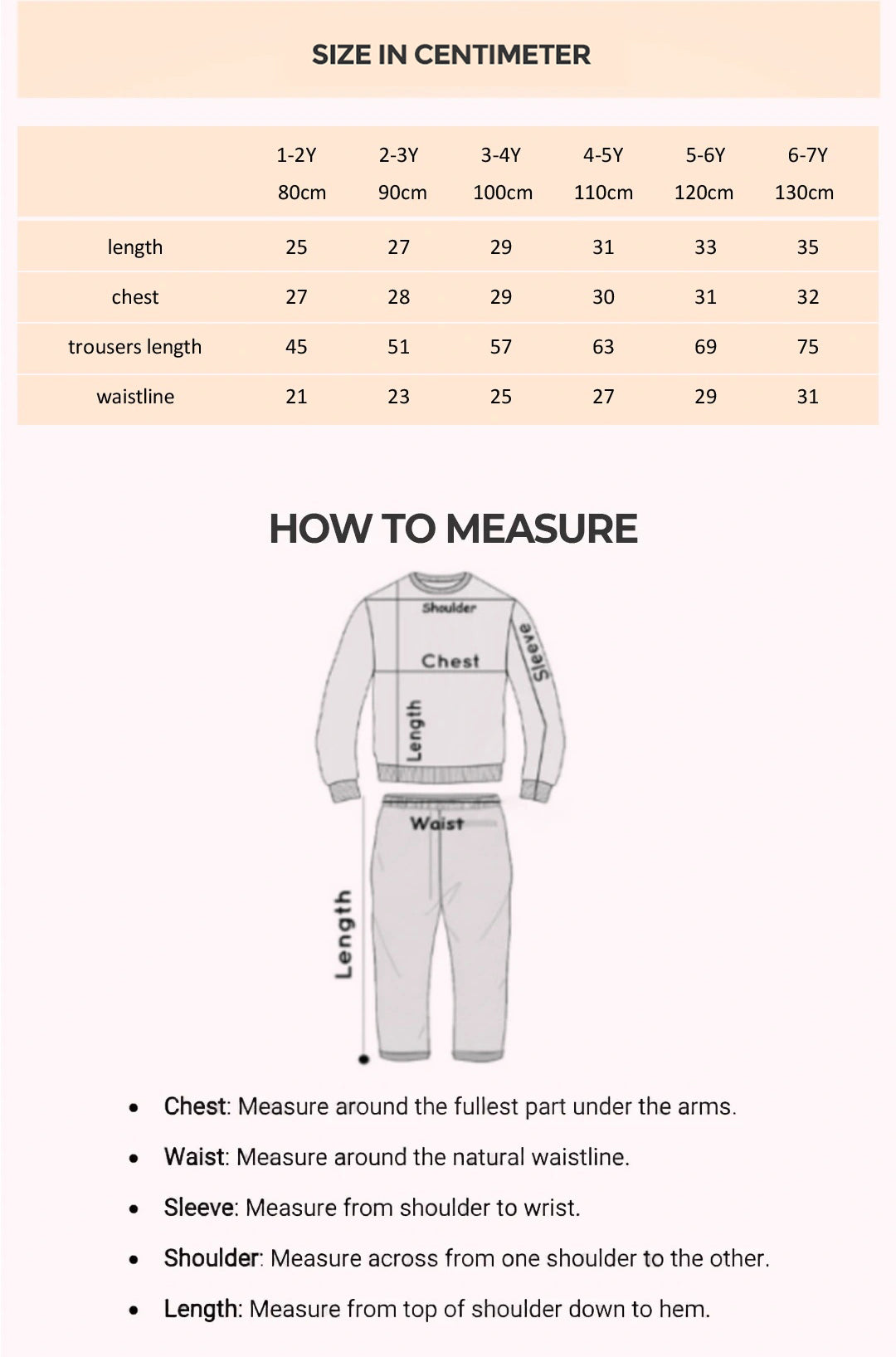 Size Chart for Pleated Cami Co-Ord Set