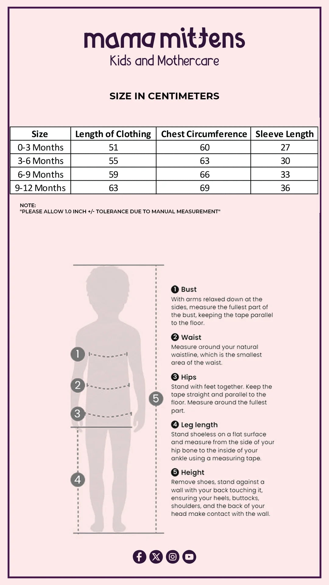 Size Chart for Toddler Girl Long Sleeve Cotton Jumpsuit Romper