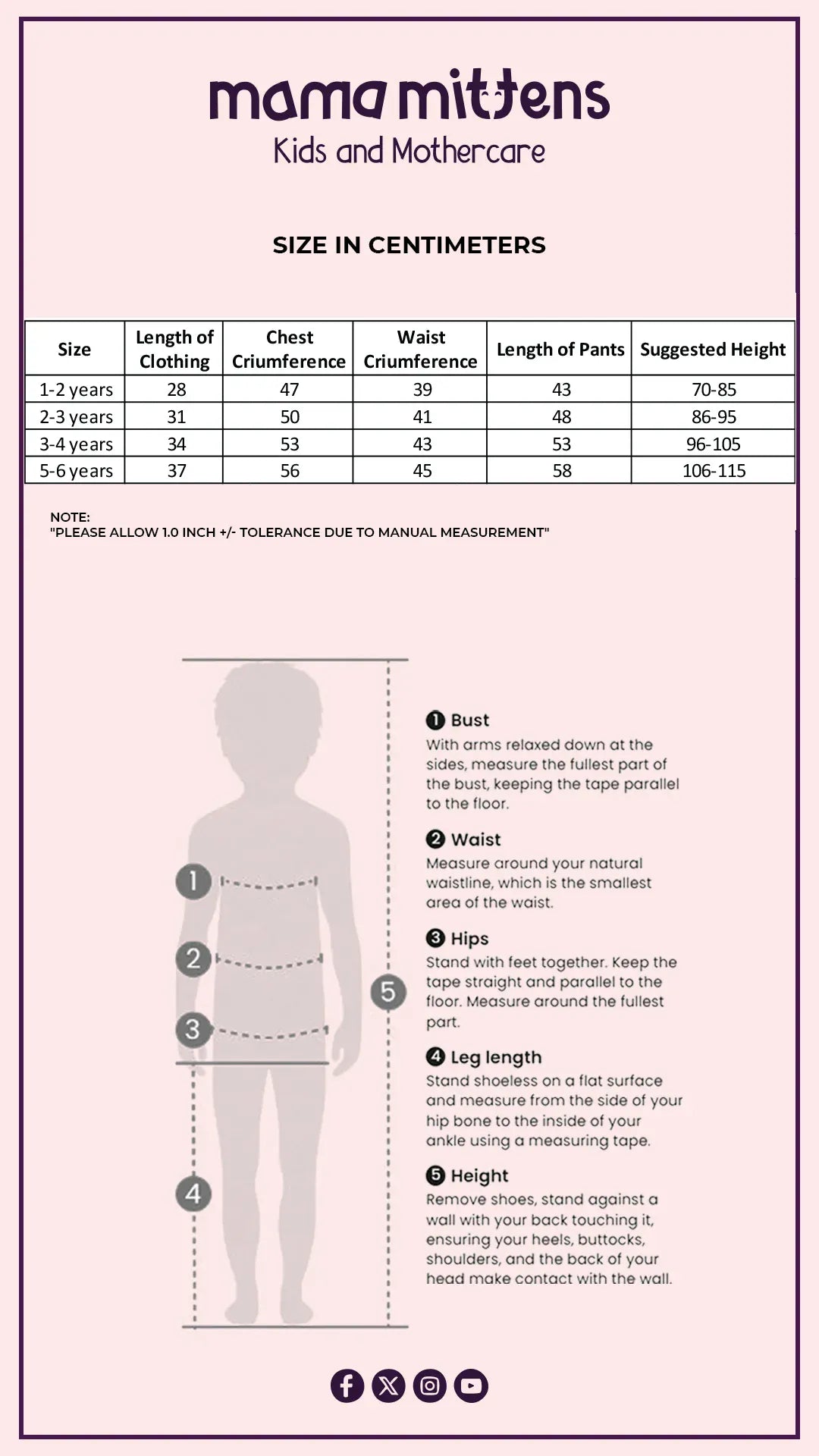 Size Chart for Girls’ Ruched Top & Flared Pants Set