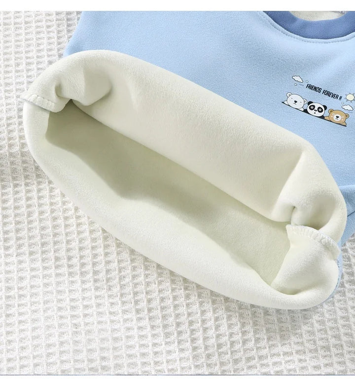 White bib on a textured white background