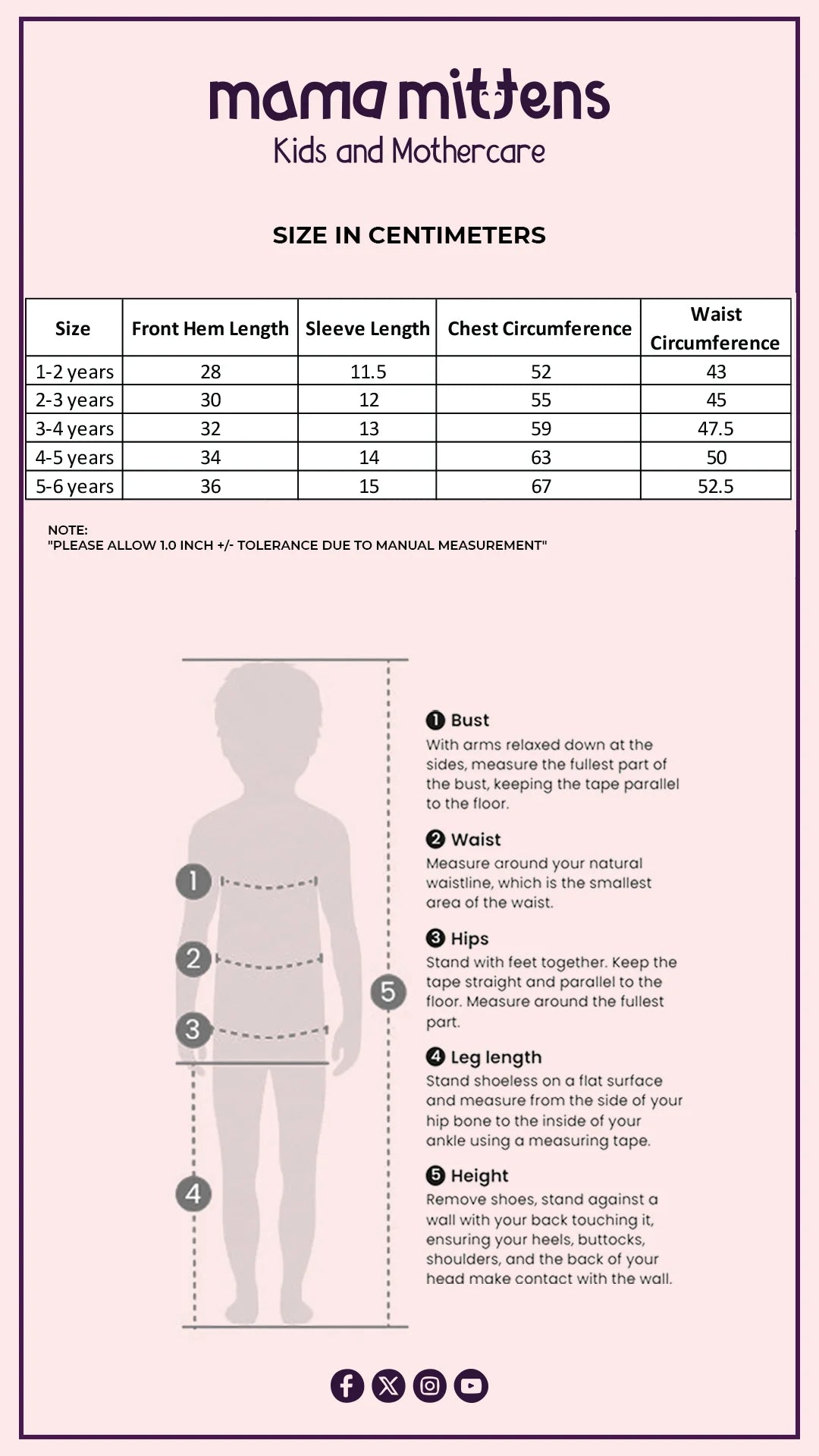 Size Chart for Flutter Fantasy Co-ord Set