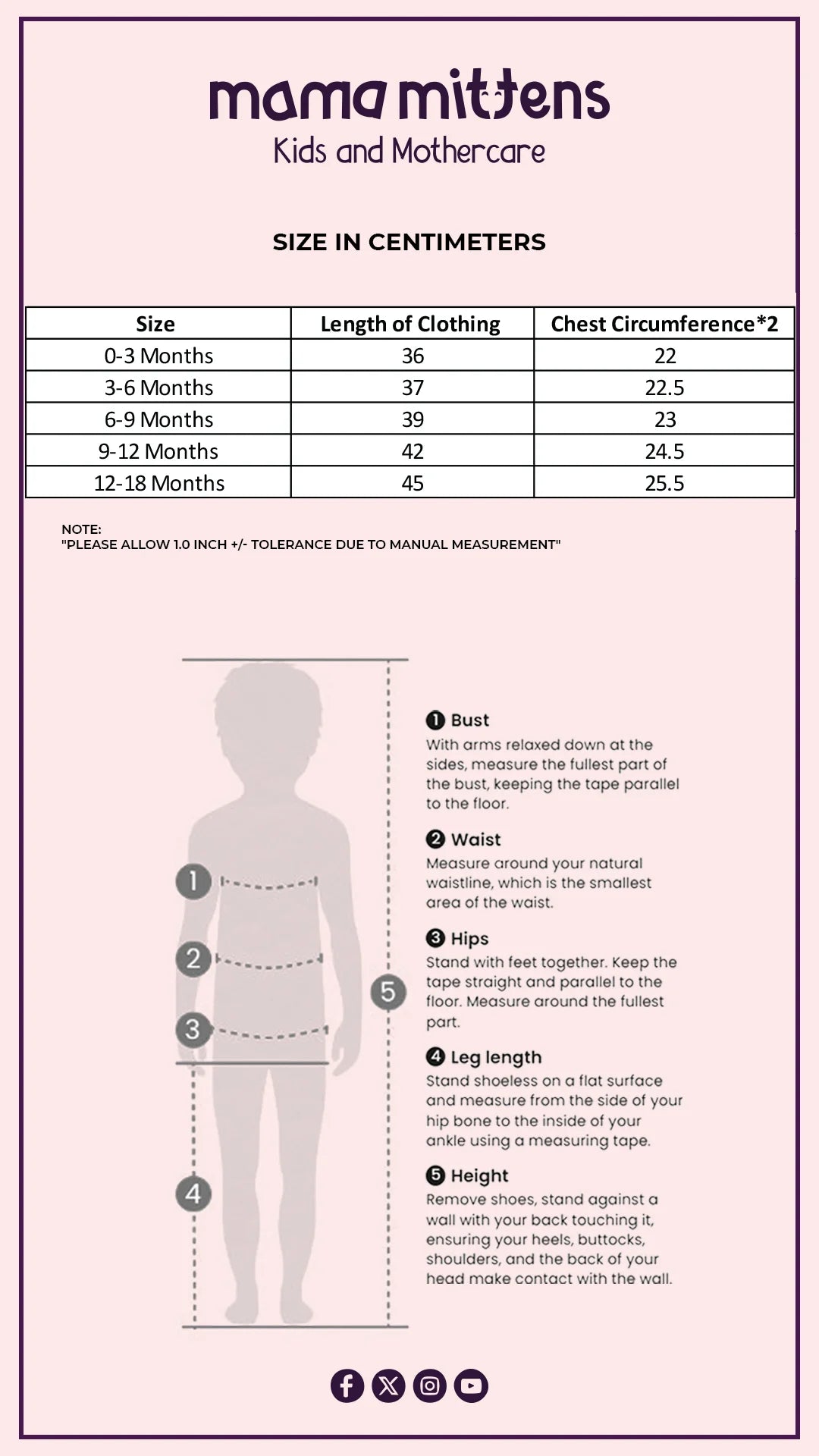 Size Chart for Pastel Knitted Romper