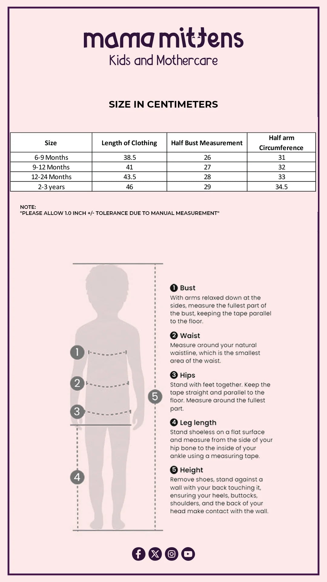 Size Chart for Baby Carrot Cotton Romper