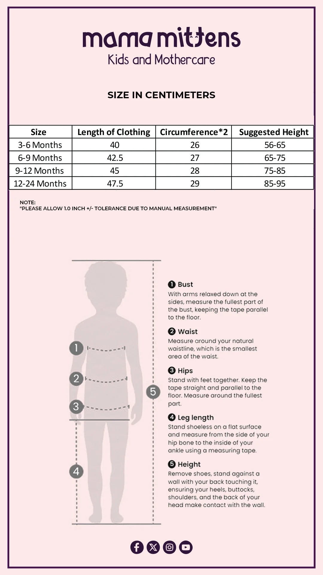 Size Chart for Ruffle Strap Ribbed Baby Romper