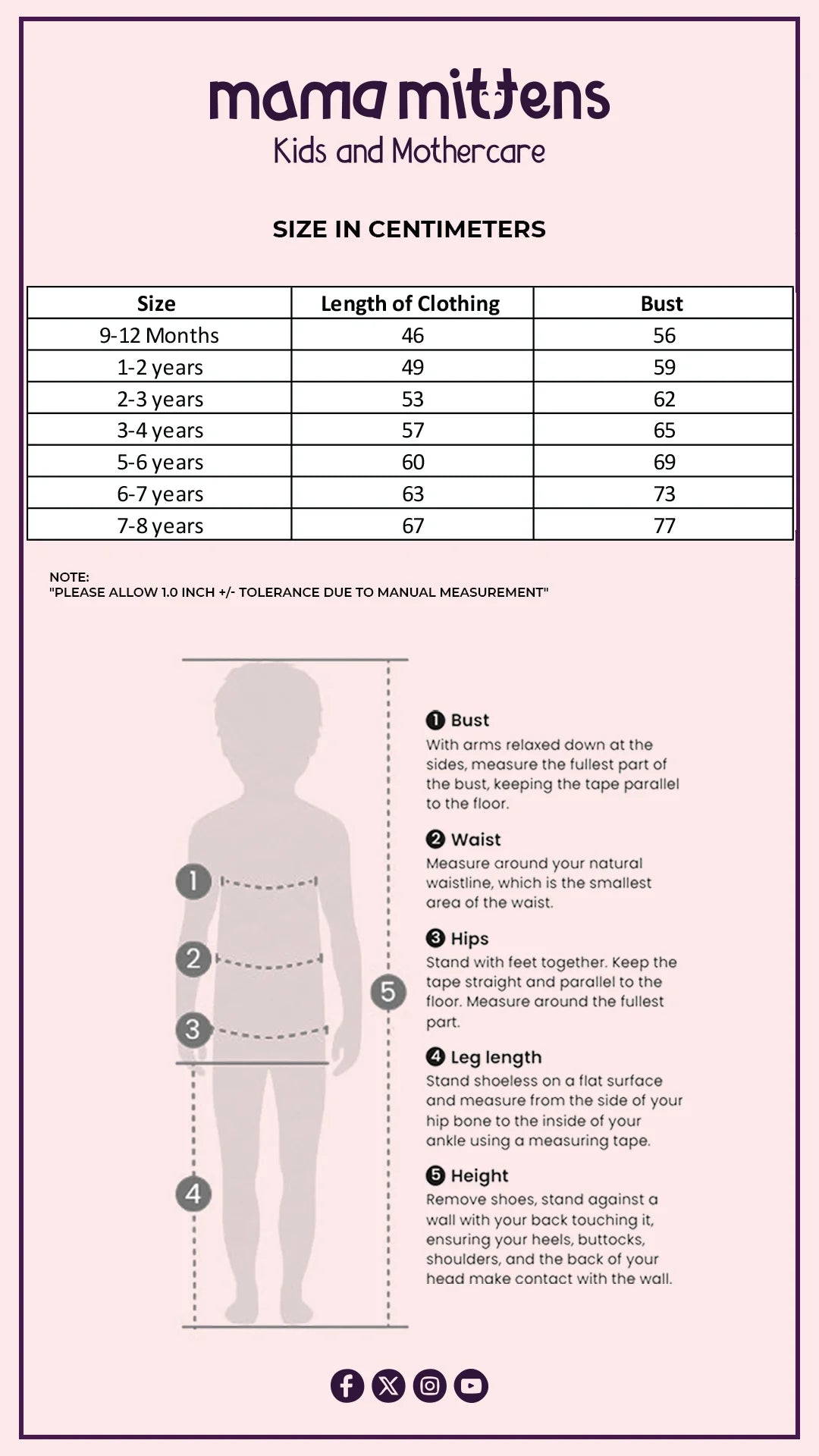 Size Chart for Sleeveless Dress with Ruffles