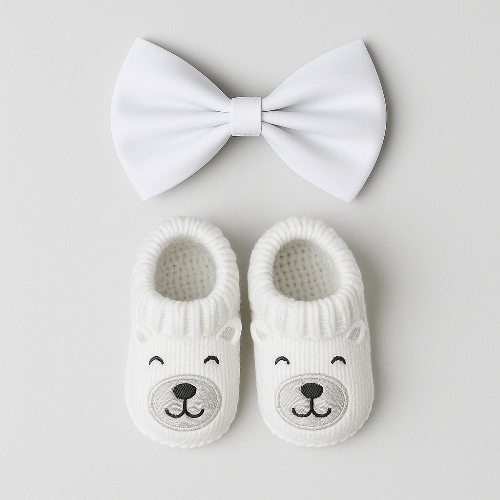 Newborns’ Bow Tie & Crochet Pattern Booties set