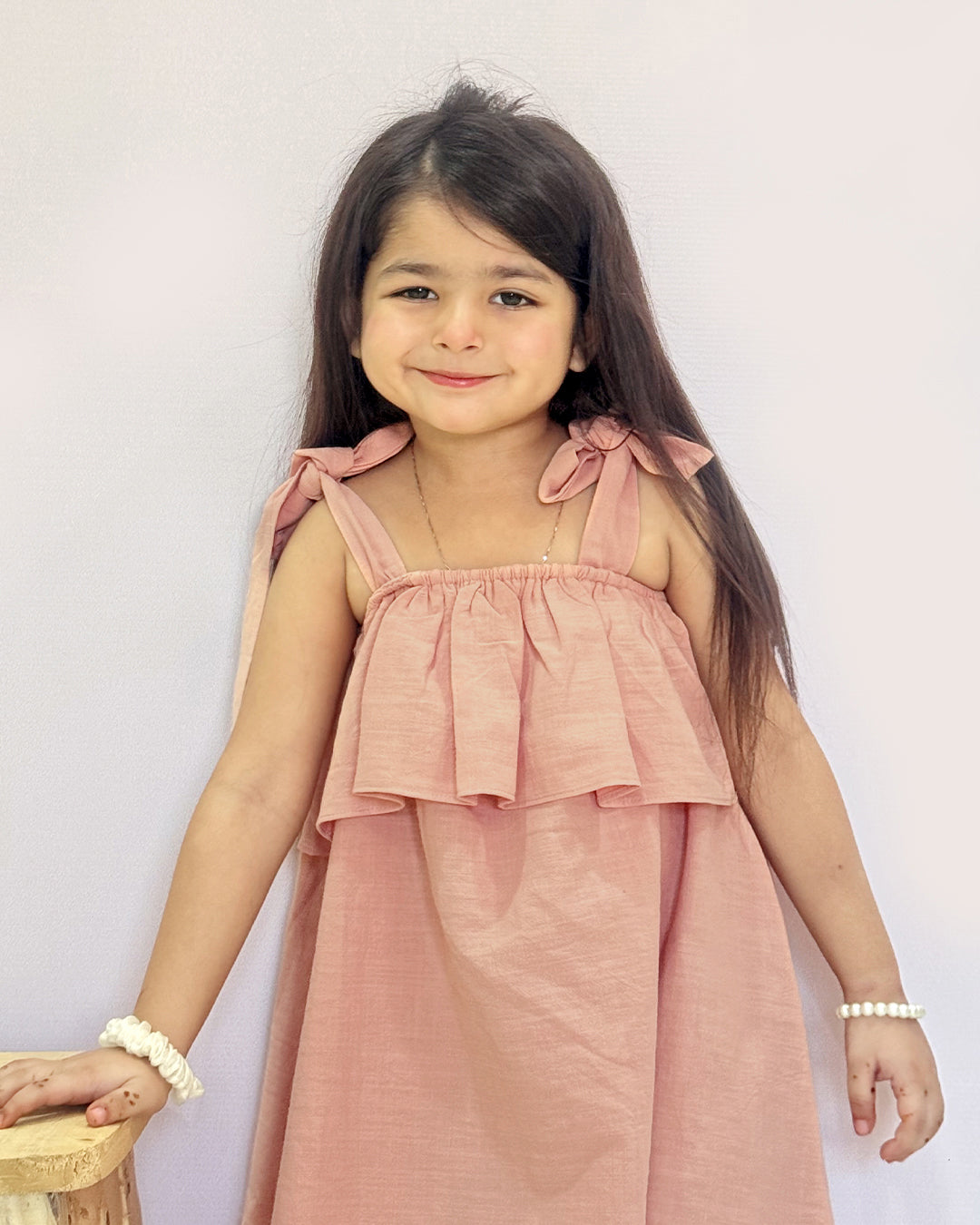 Tie-Shoulder Poppy Linen Dress