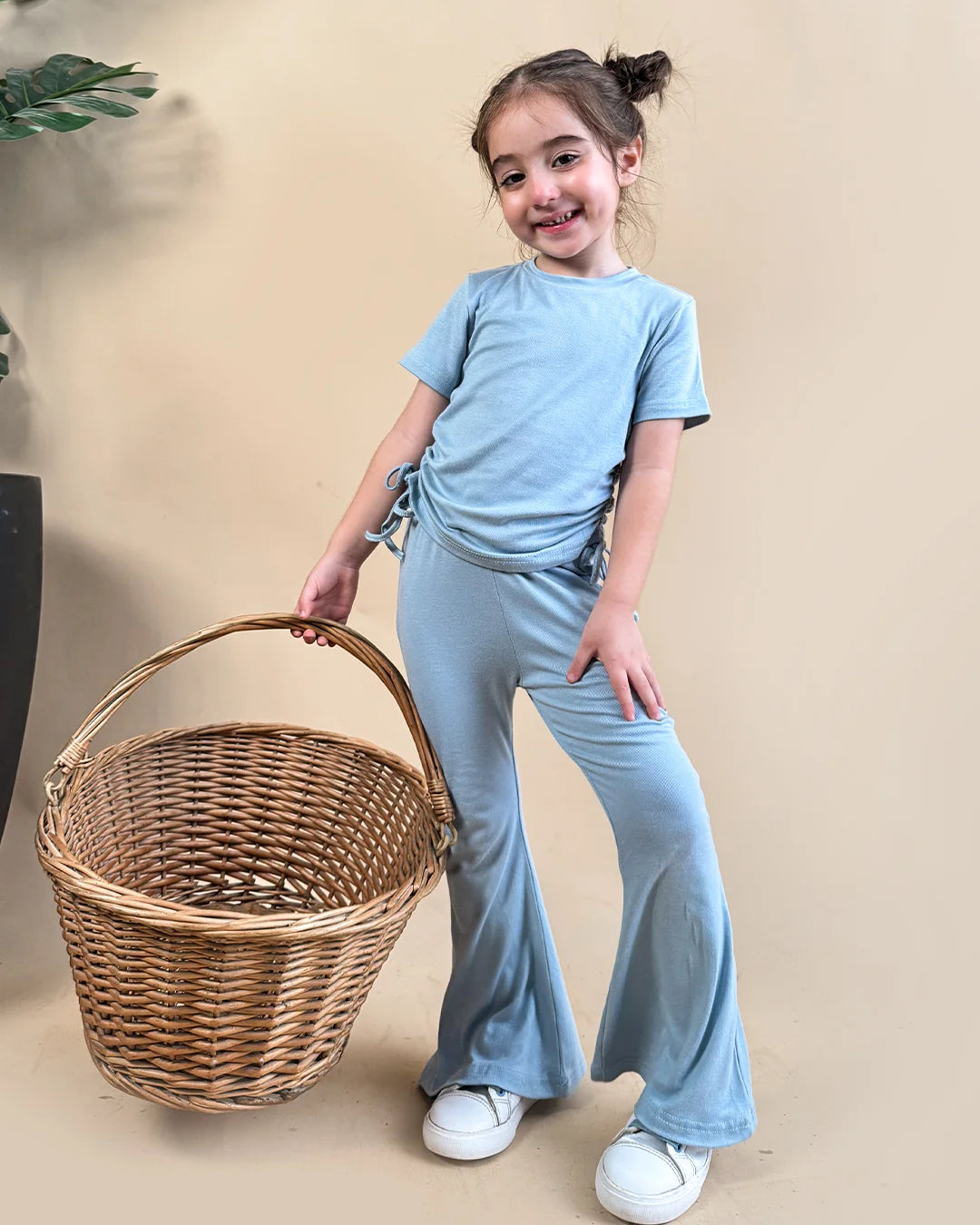 Girls’ Ruched Top & Flared Pants Set