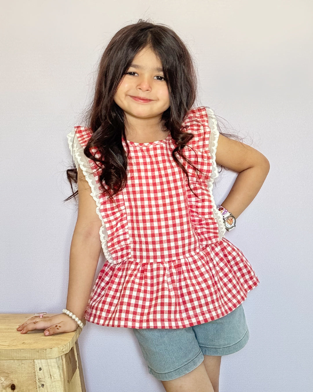 Gingham Flutter Peplum