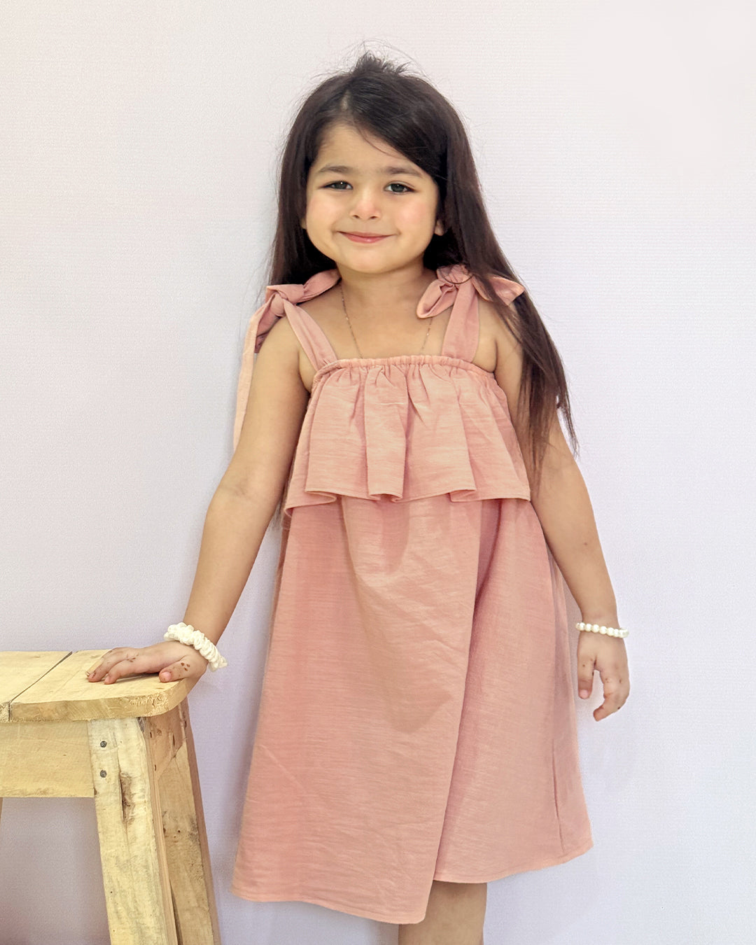 Tie-Shoulder Poppy Linen Dress