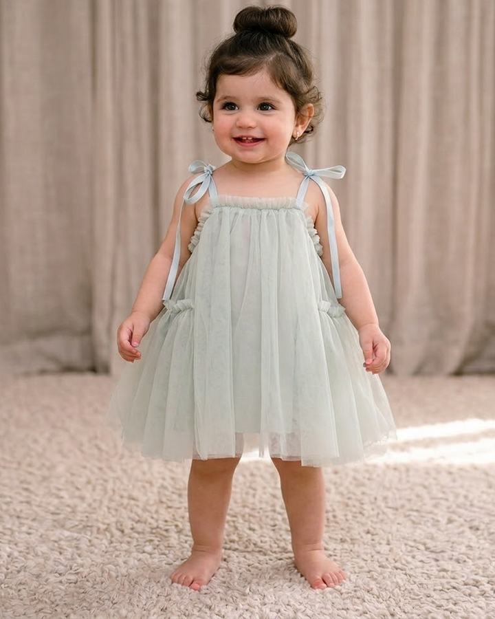 Evelyn Tie-Strap Tulle Dress