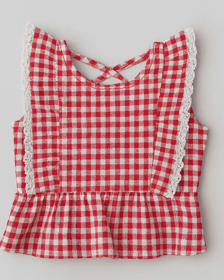 Gingham Flutter Peplum