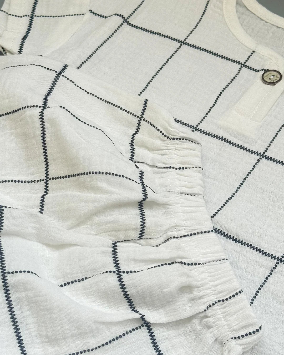 Monochrome Grid Cotton Muslin Co-ord Set