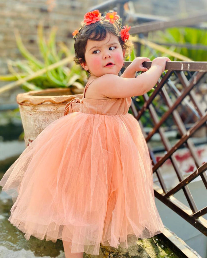 Pink Lace-Up Gauze Princess Dress