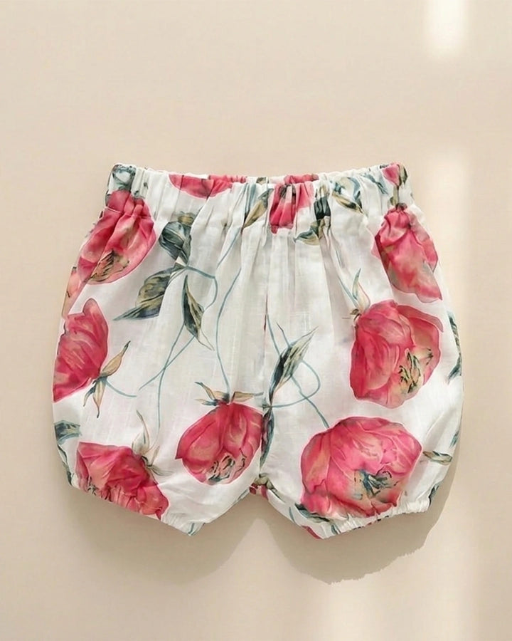 Peplum Button Top & Floral Shorts Set