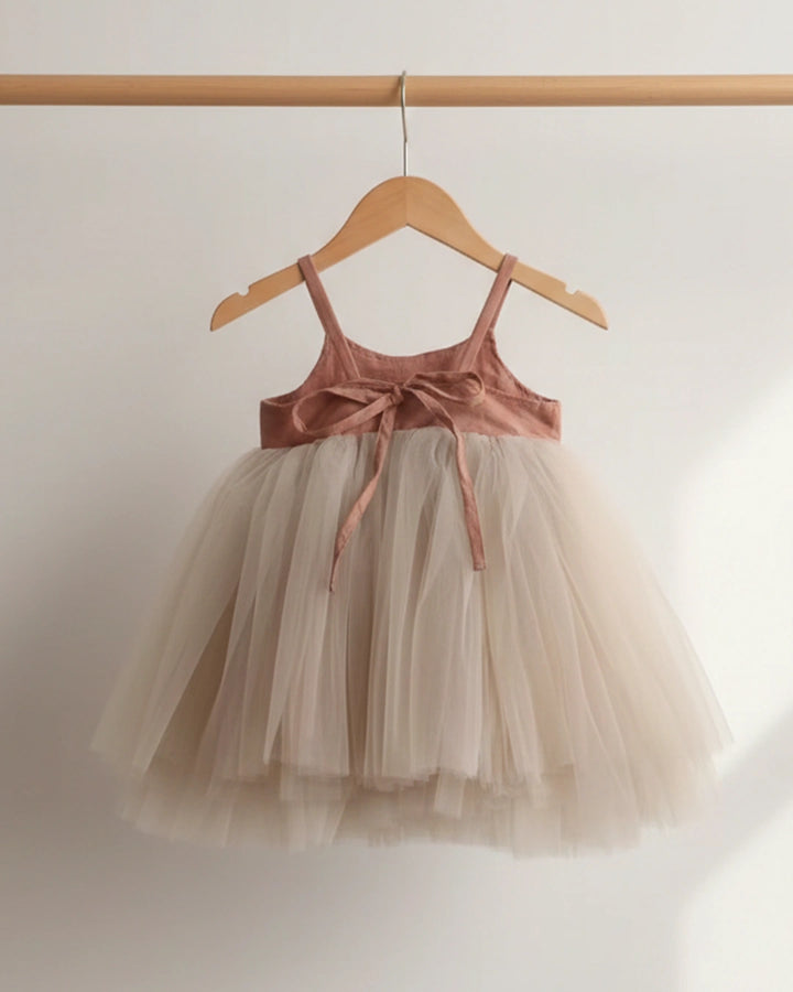 Pink Lace-Up Gauze Princess Dress