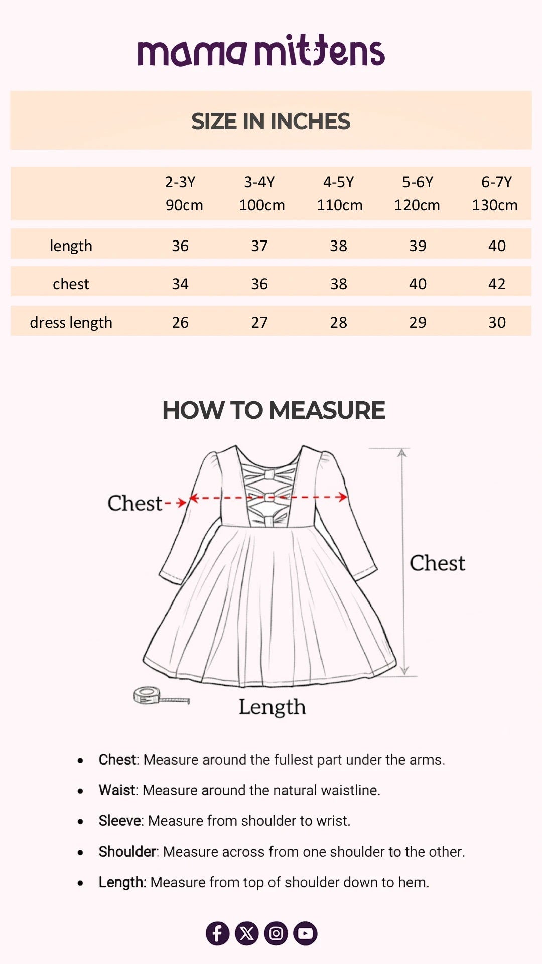 Size Chart for Korean Sequin Beaded Skirt Set