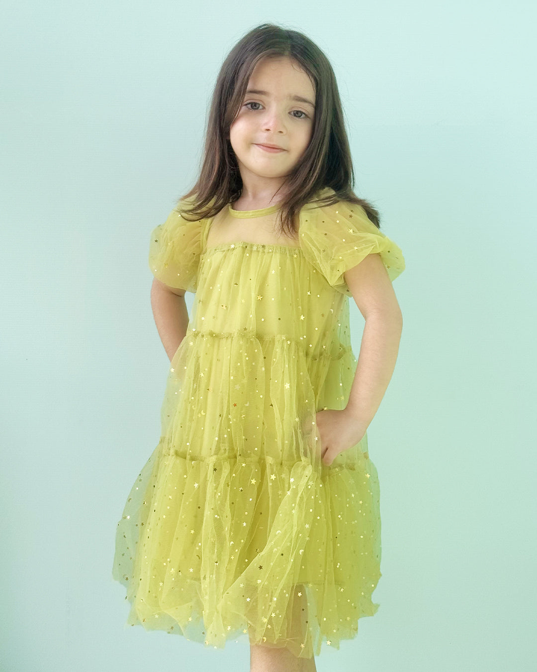 Sequined Fluffy Gauze Dress