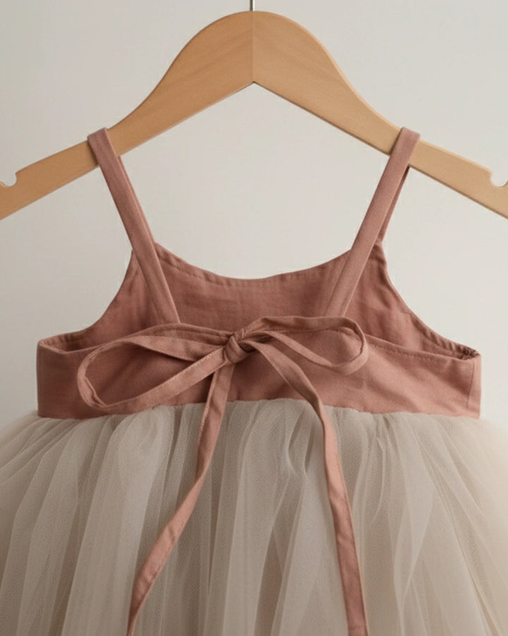 Pink Lace-Up Gauze Princess Dress