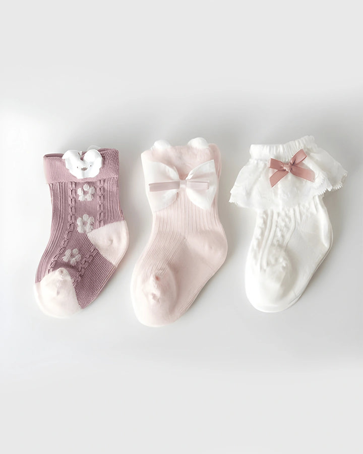 Gloria Knit & Bow Socks Set