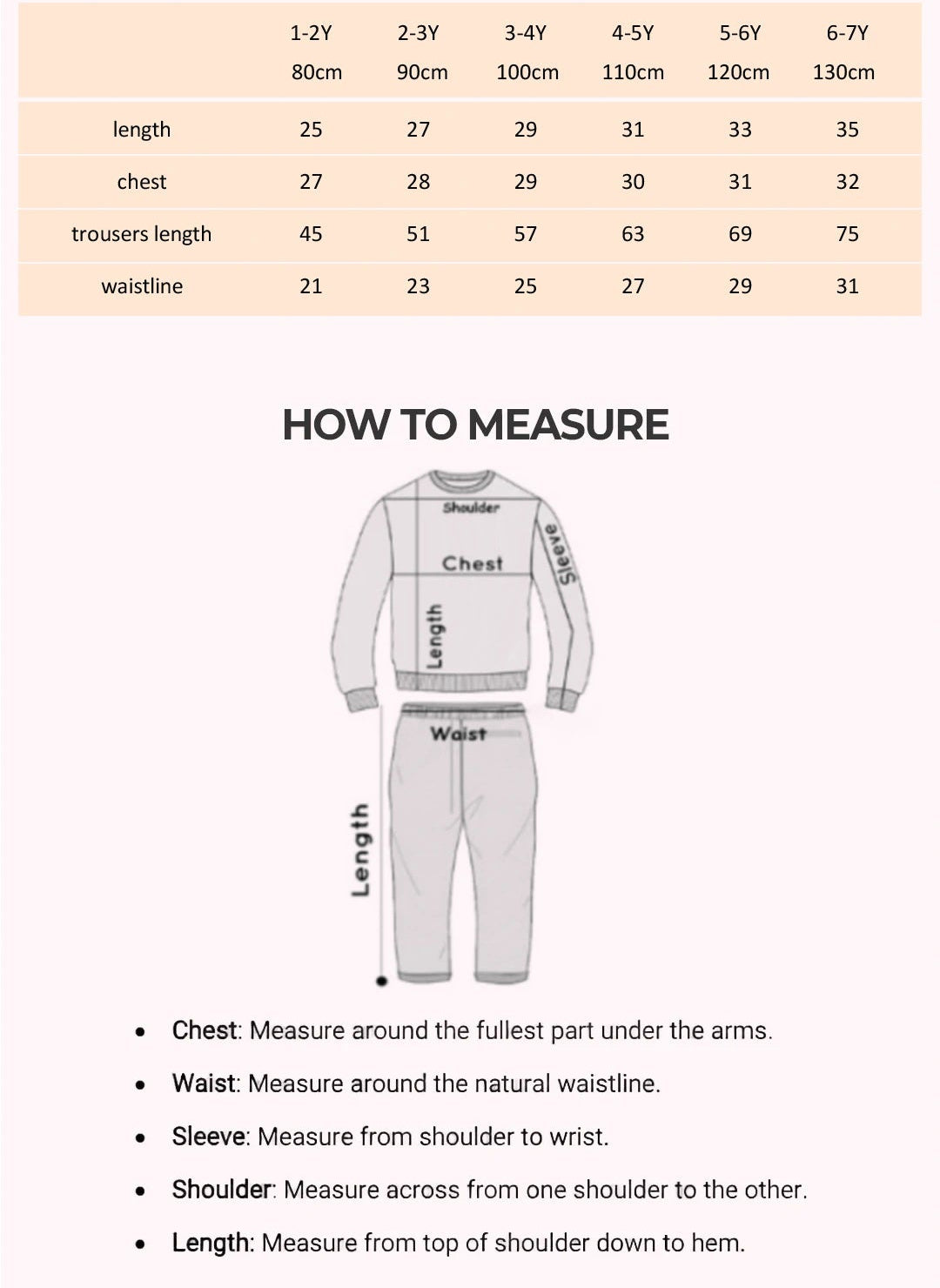 Size Chart for Pleated Cami Co-Ord Set