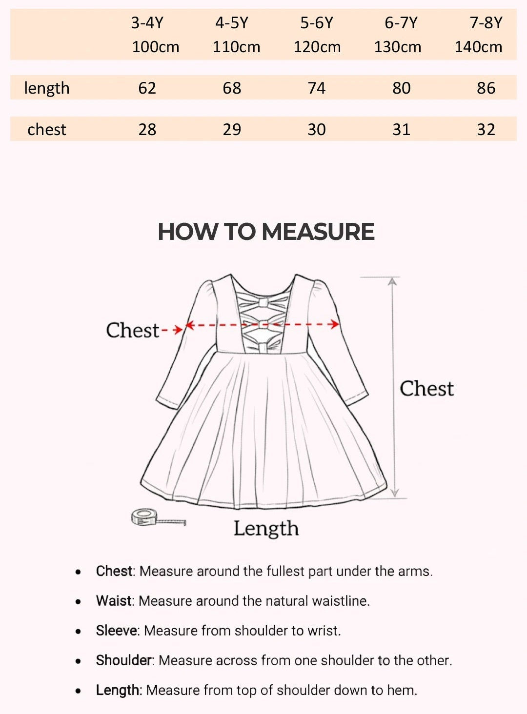 Size Chart for Amaya Sequined Gauze Dress