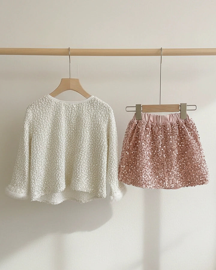 Korean Sequin Beaded Skirt Set