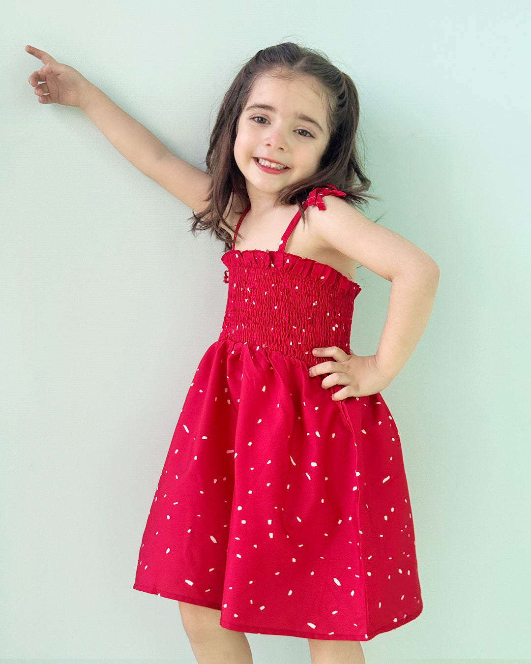 Confetti Print Shirred Cami Dress