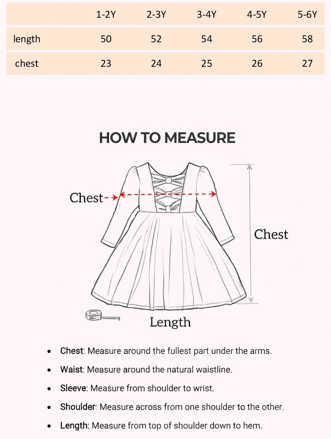 Size Chart for Clara Sequined Gauze Dress