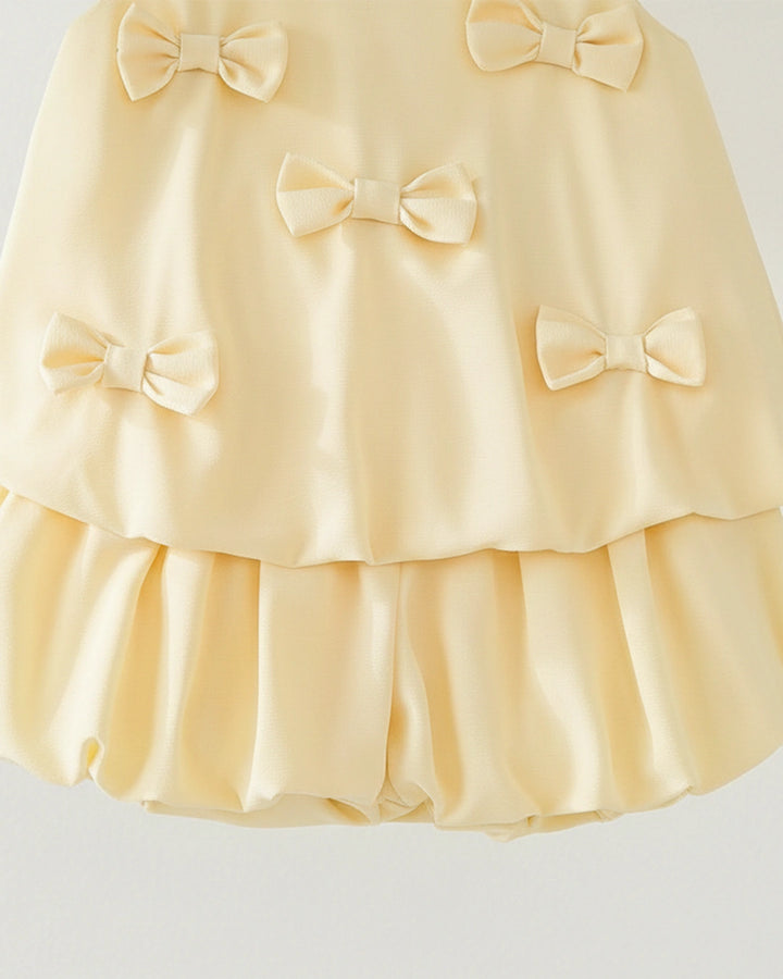 Yellow Bow Sleeveless Set