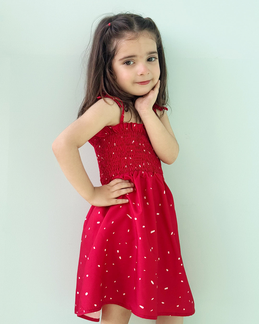 Confetti Print Shirred Cami Dress