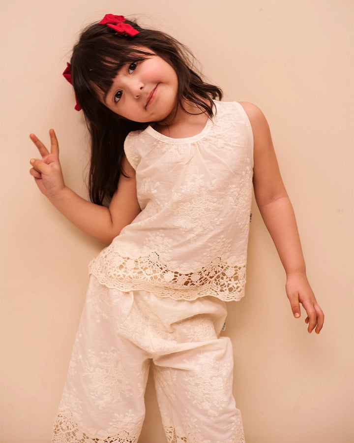 Apricot Embroidered Mesh Dress