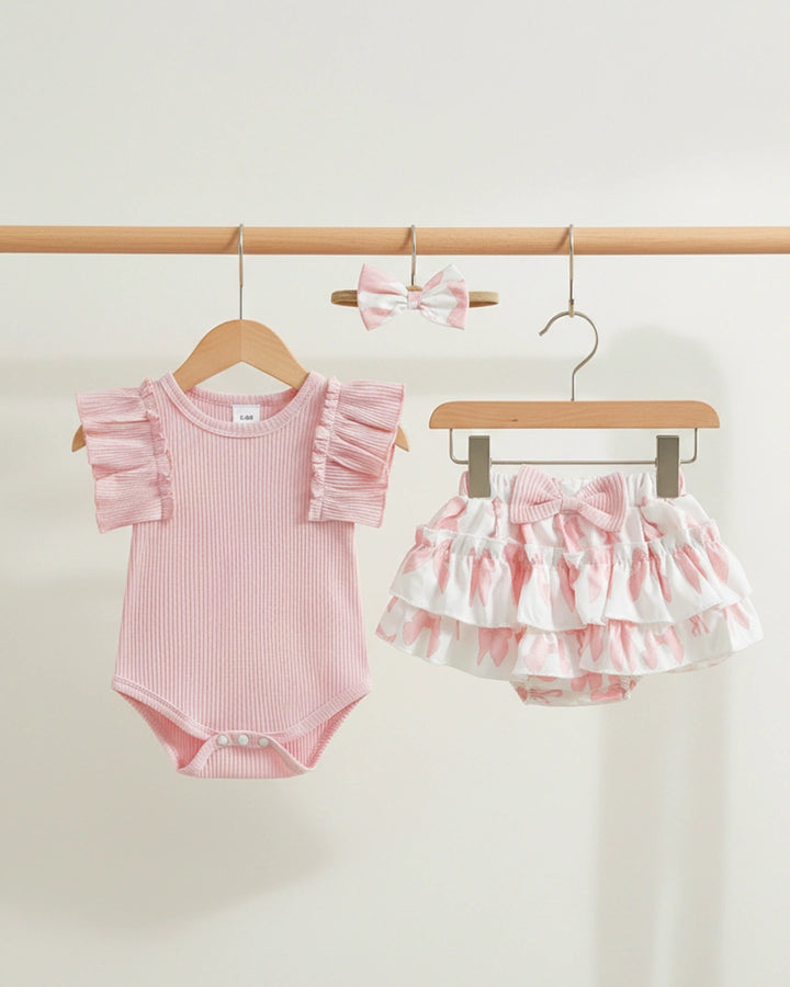 Ruffle Romper and Bow Skirt