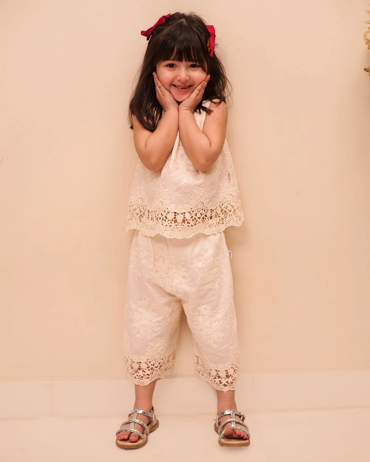 Apricot Embroidered Mesh Dress