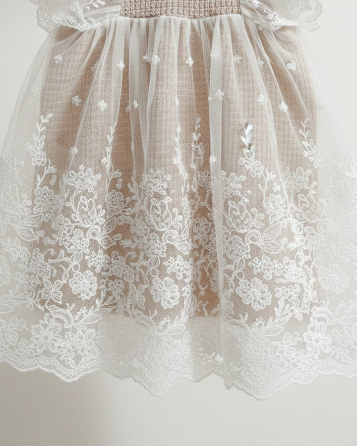 Waffle Lace Flying Sleeve Romper