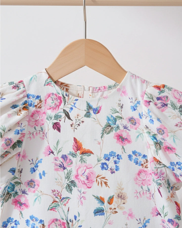 Pink Puff Sleeve Mesh Dress