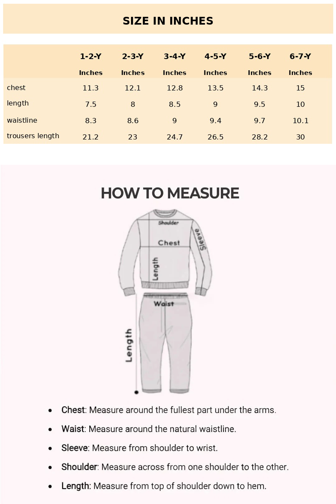 Size Chart for Pleated Cami Co-Ord Set