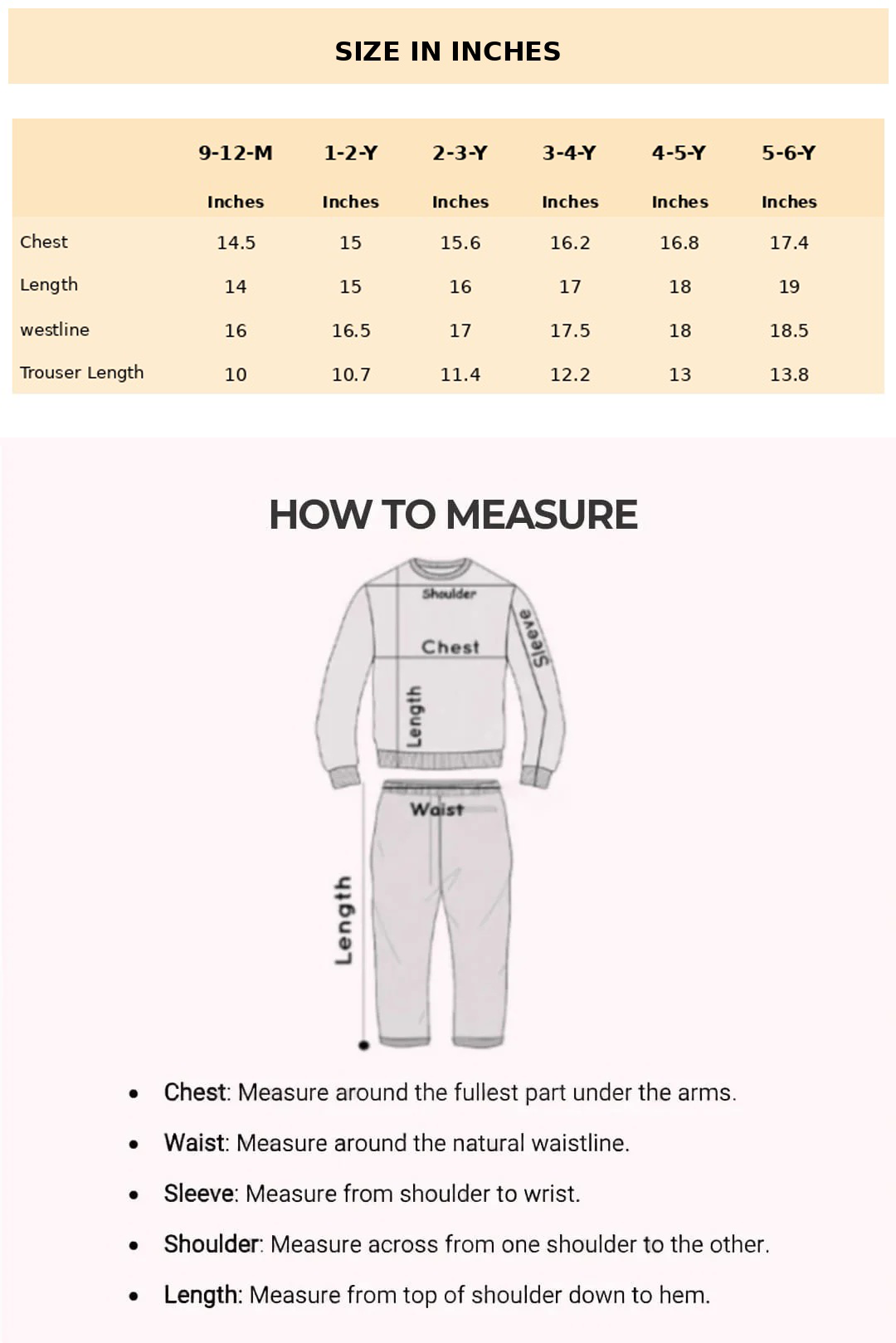 Size Chart for Camila Floral Summer Co-ord