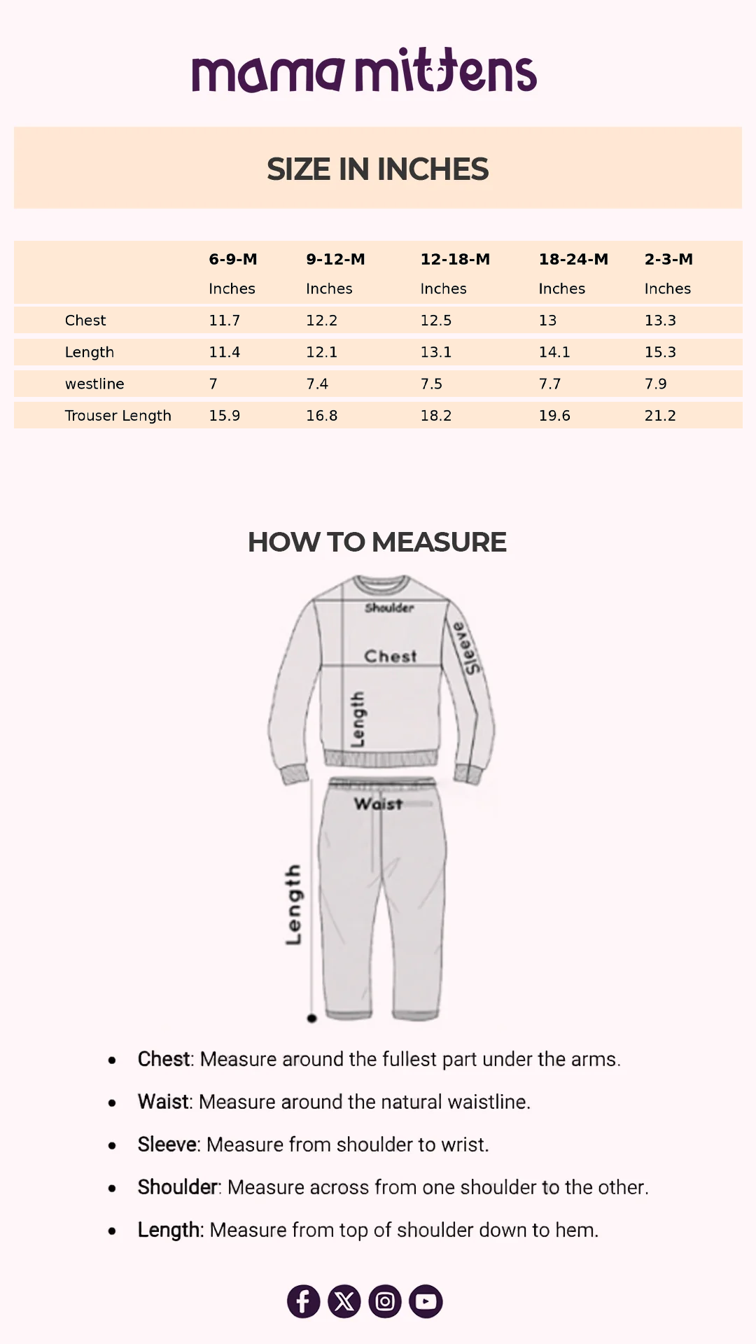 Size Chart for Chic California Kick-Flares Set