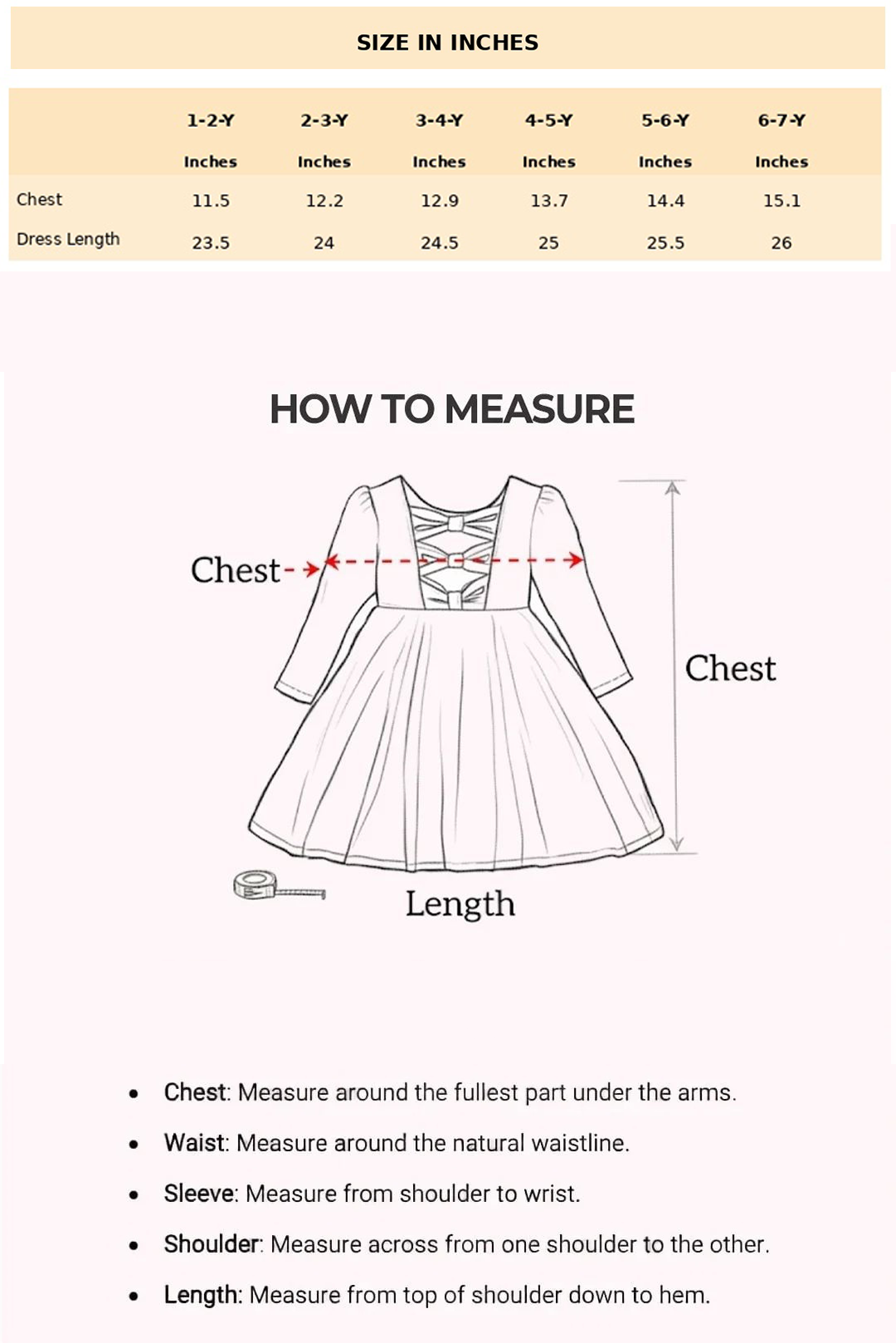 Size Chart for Clara Sequined Gauze Dress