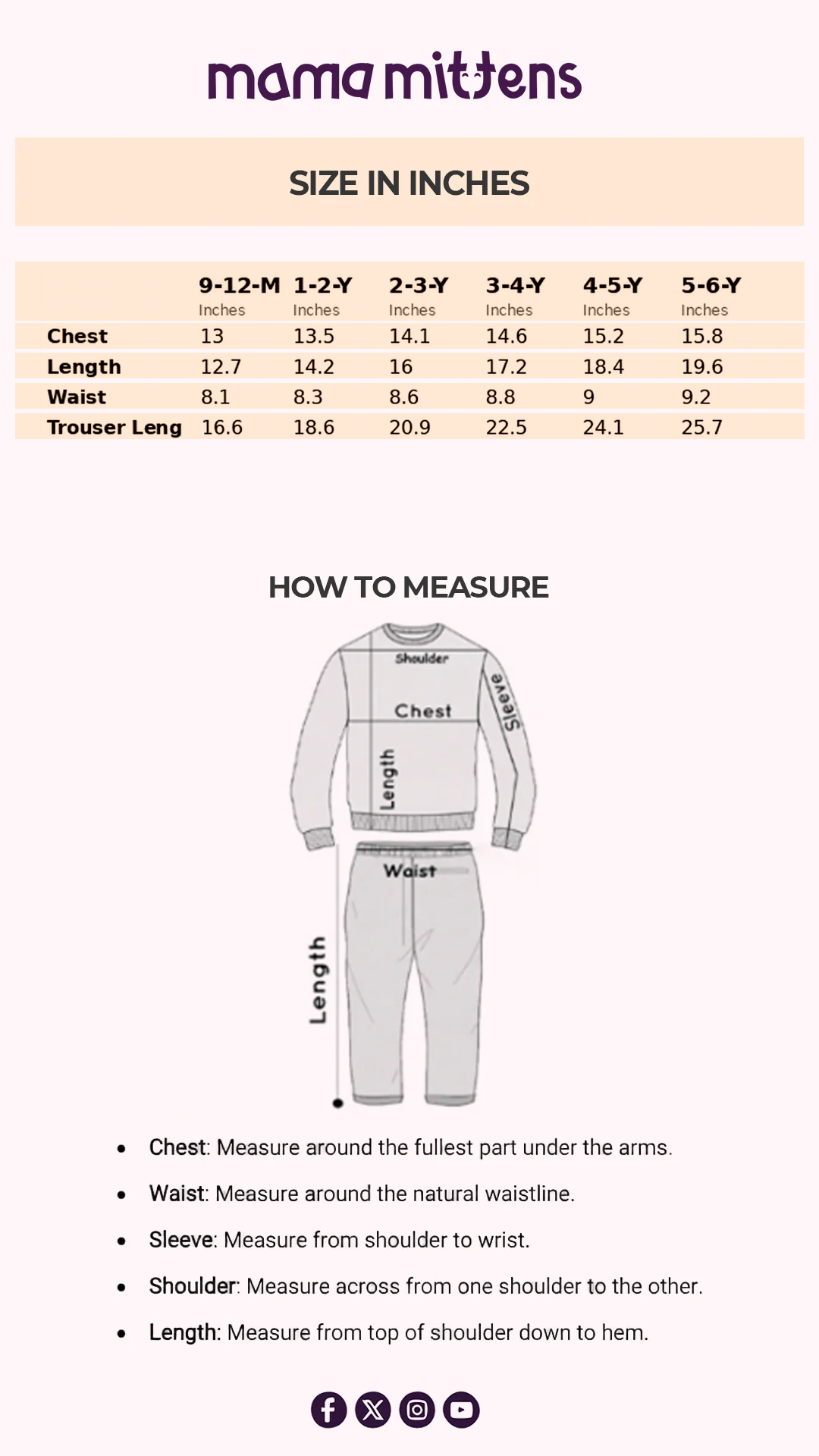 Size Chart for Cozy Chic Chalet Knitwear