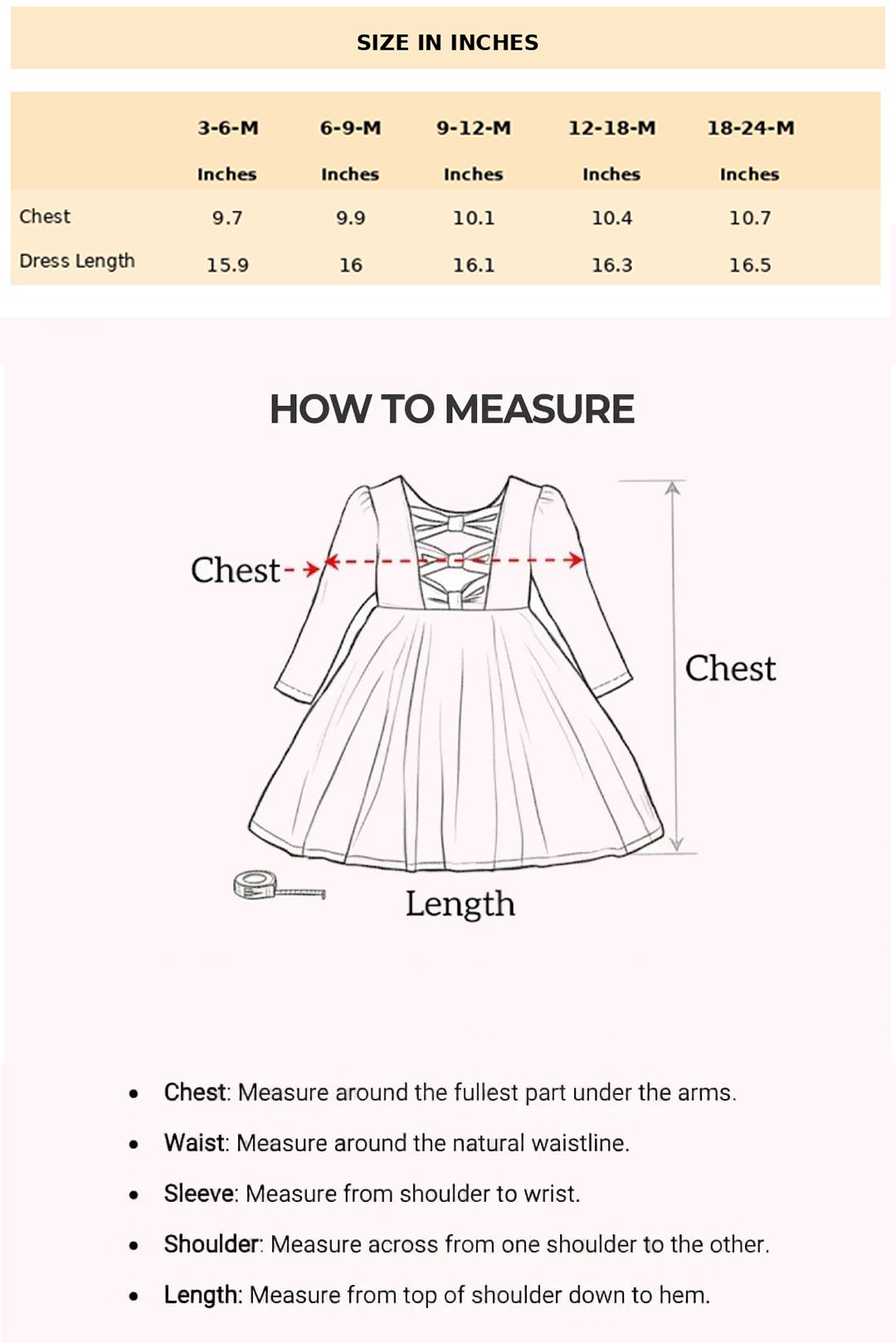 Size Chart for Emma Checkered Romper Set