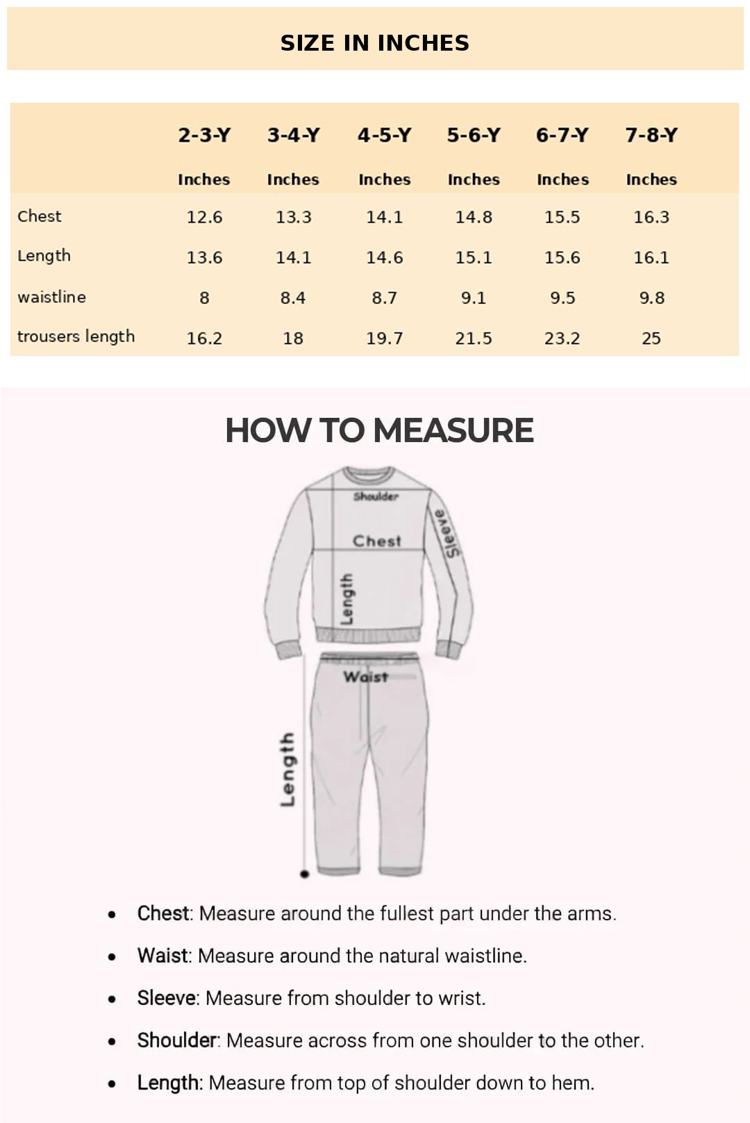 Size Chart for Fiona Embroidered Co-ord Set