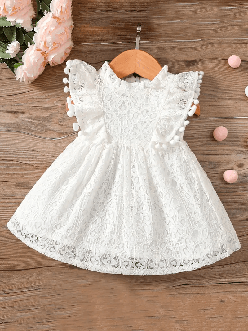 Graceful Lace Overlay Cotton Dress for Girls